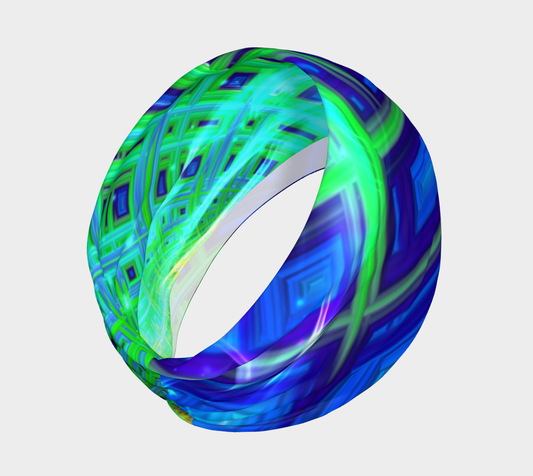 Green Blue Square Fractal Headband