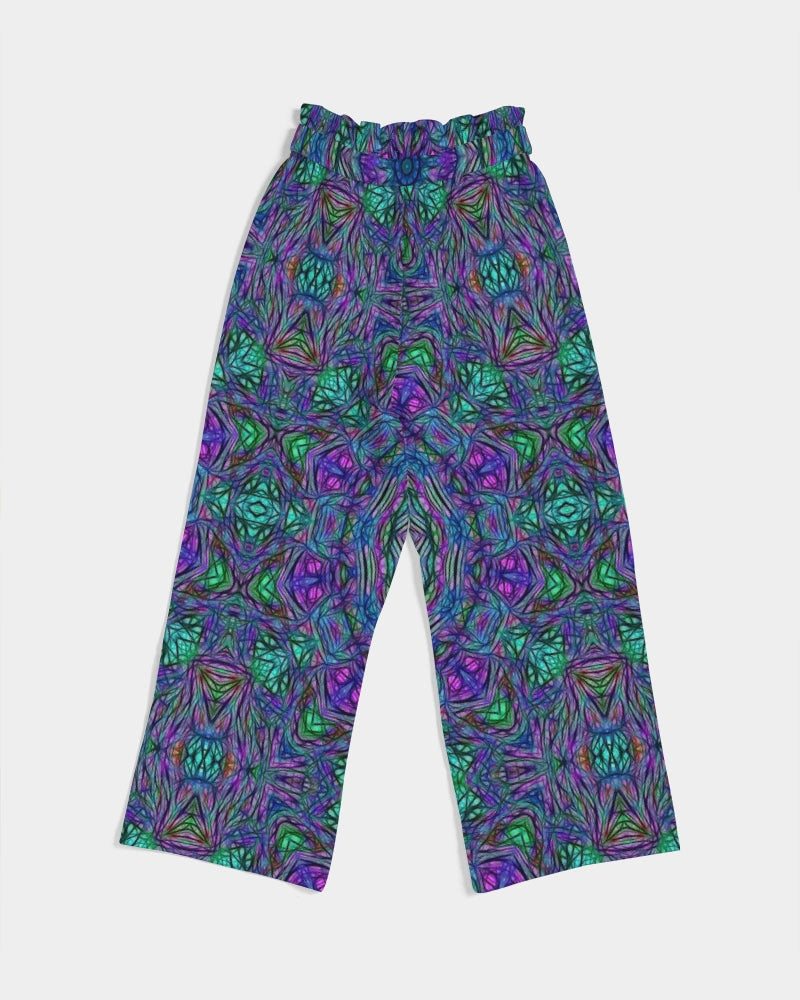 Blue Green Purple Kaleidoscope Women's High-Rise Wide Leg Pants