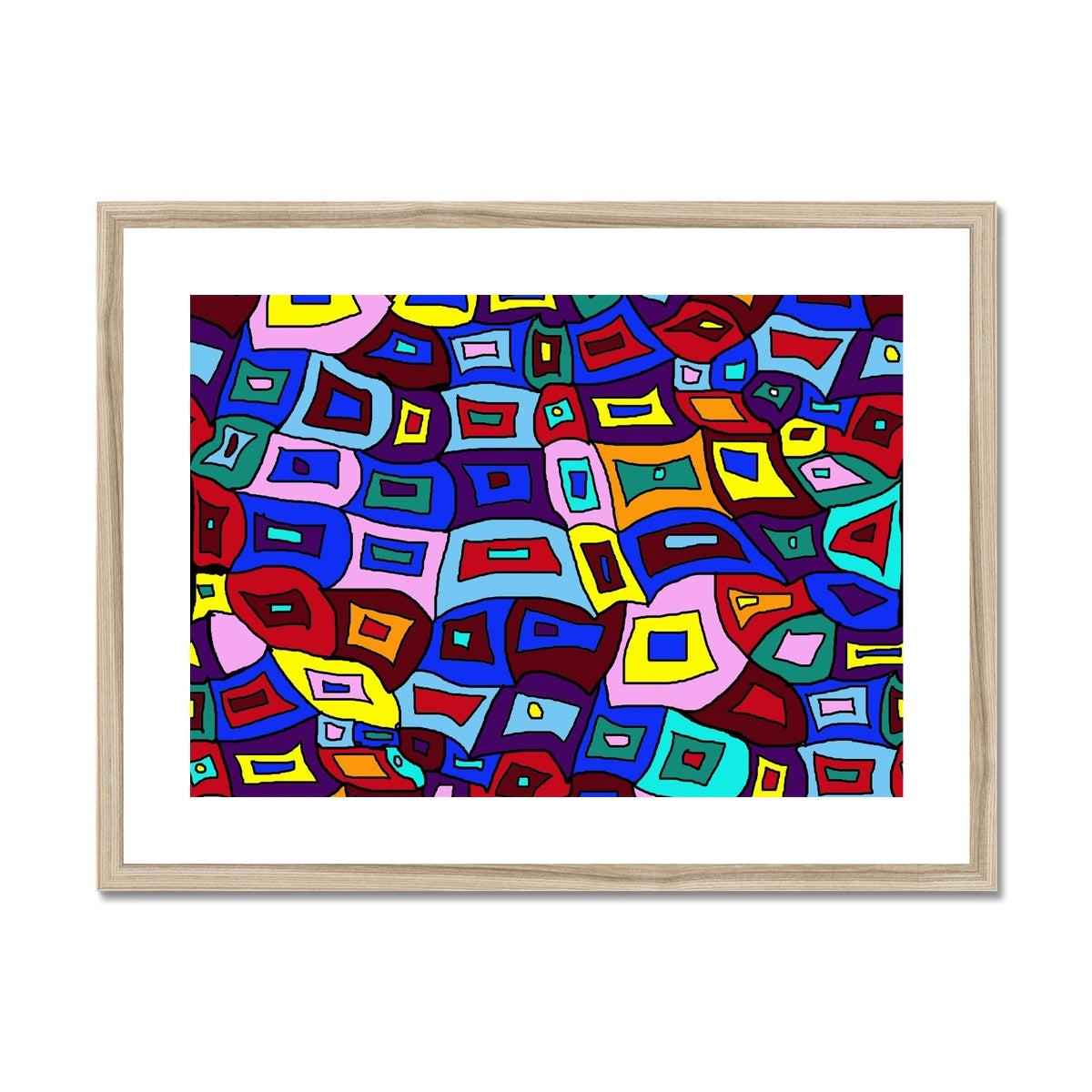 Wavy Square Pattern Framed & Mounted Print