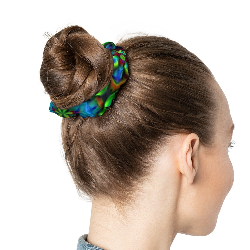 Blue and Green Kaleidoscope Scrunchie