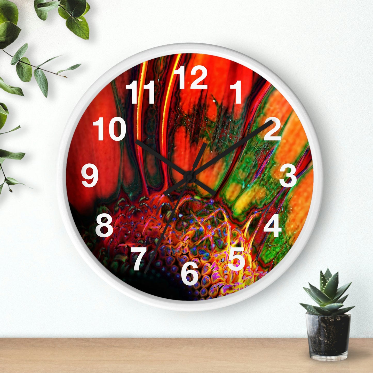 Orange Daisy Wall Clock