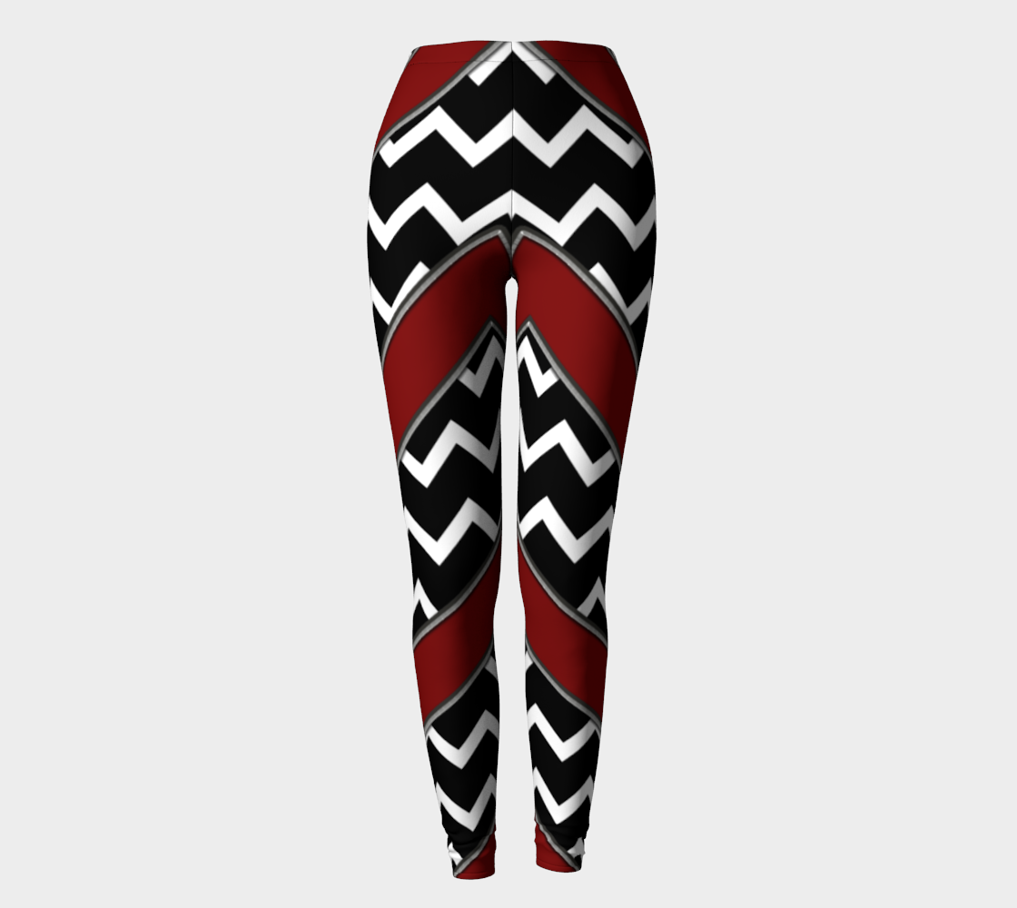 Black White Red Chevrons Leggings