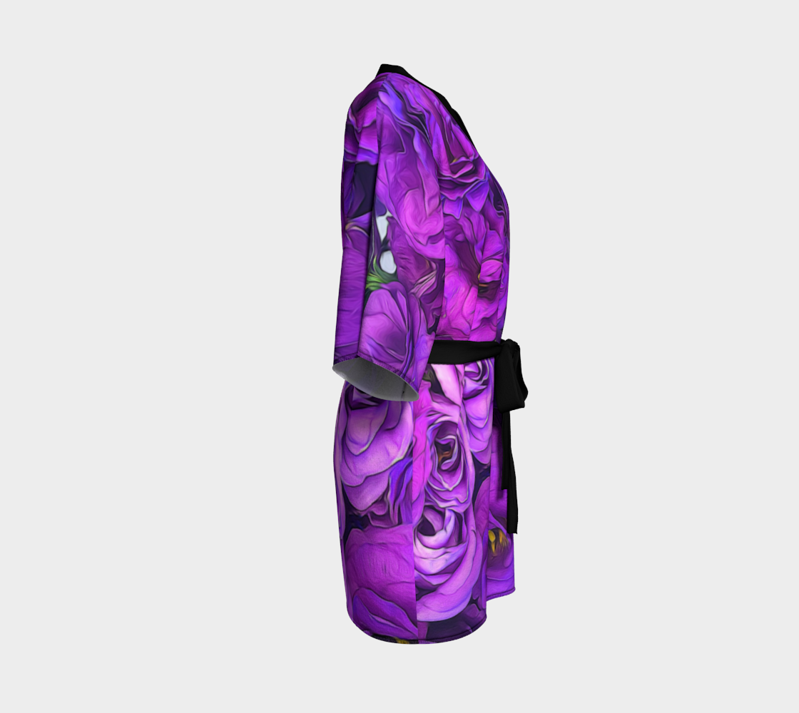 Purple Lisianthus Flowers Kimono Robe