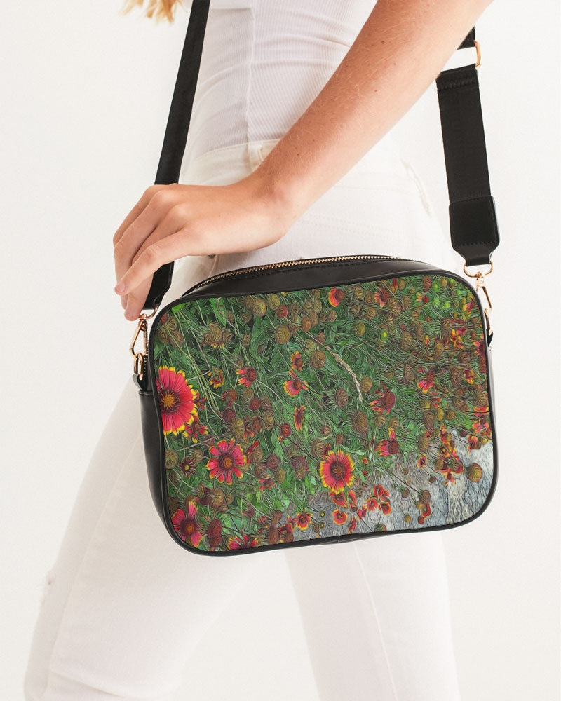 Orange Flower Garden Crossbody Bag