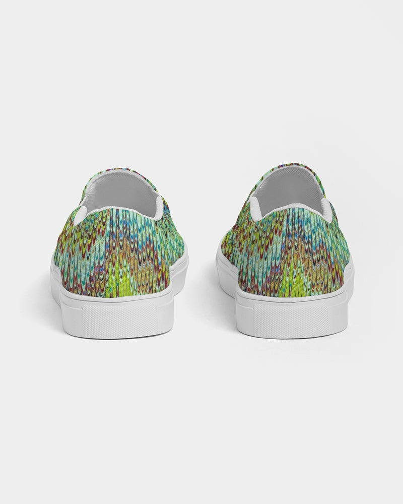 Cool Green Marbled Women's Slip-On Canvas Shoe