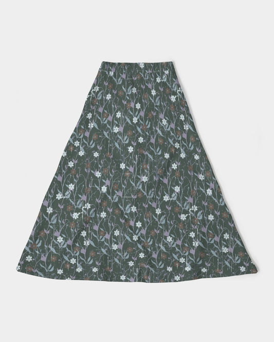 Violets On Gray Women's A-Line Midi Skirt
