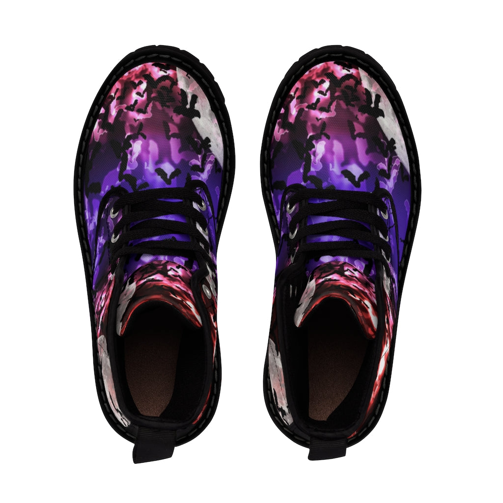 Bokeh Light Bats Women's Canvas Boots
