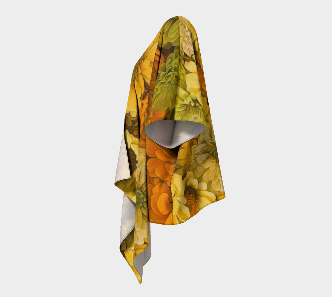 Yellow Zinnias Draped Kimono