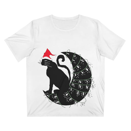 Christmas Cat on The Moon Unisex AOP Cut & Sew T-Shirt
