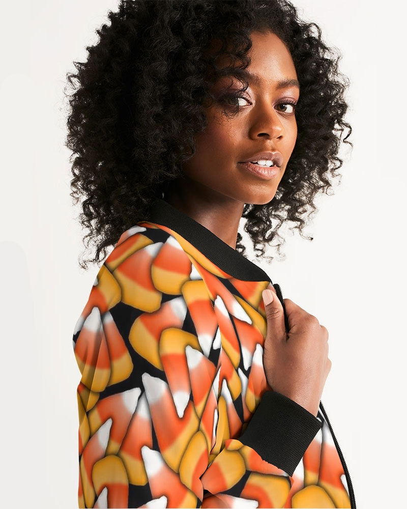 Candy Corn Pattern Women's Bomber Jacket