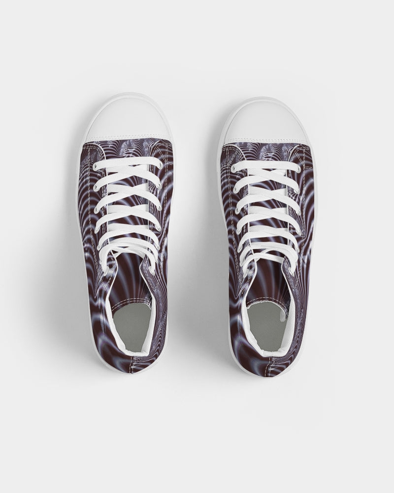 Black and White Spiral Fractal Women's Hightop Canvas Shoe