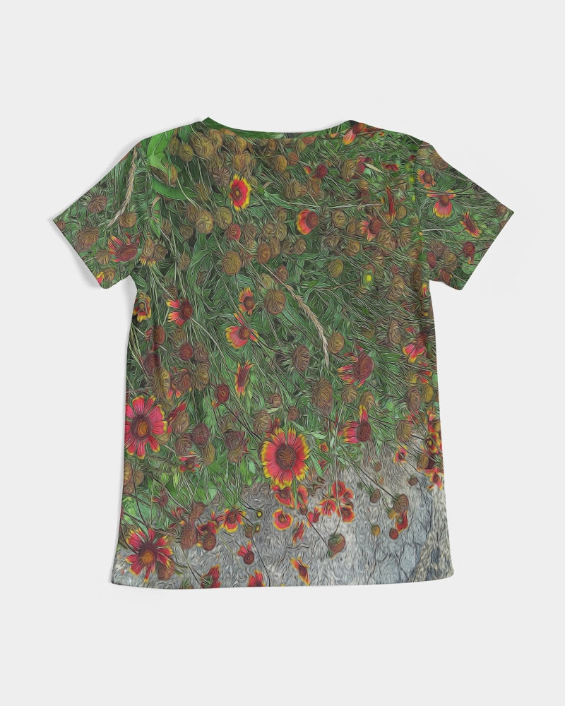Orange Flower Garden Women's V-Neck Tee