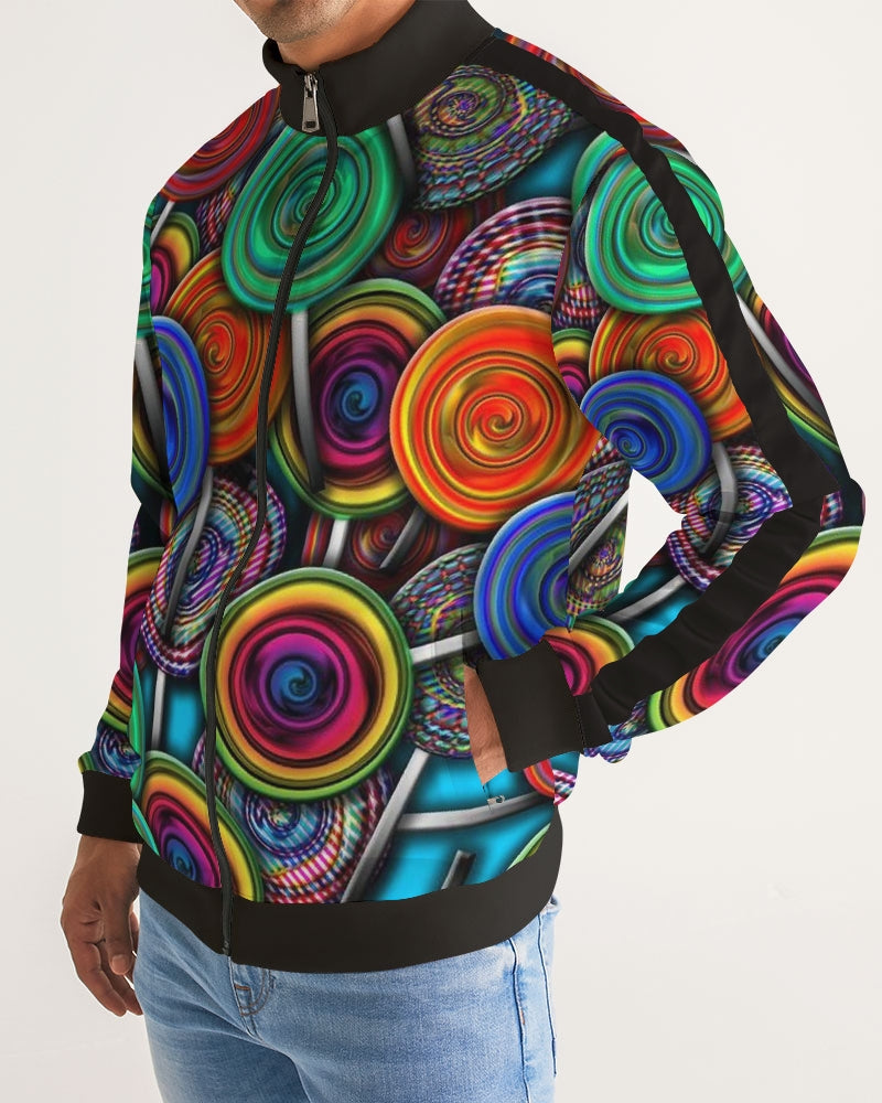 Colorful Lollipops Men's Stripe-Sleeve Track Jacket