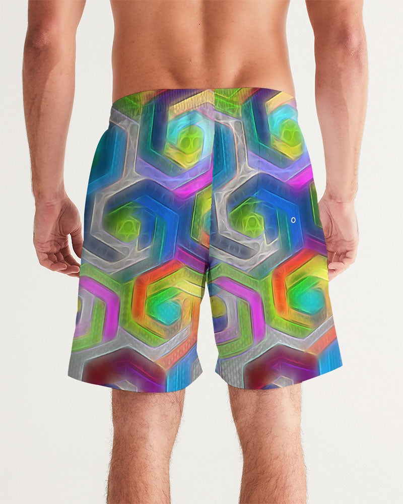 Colorful Hexagons Men's Swim Trunk