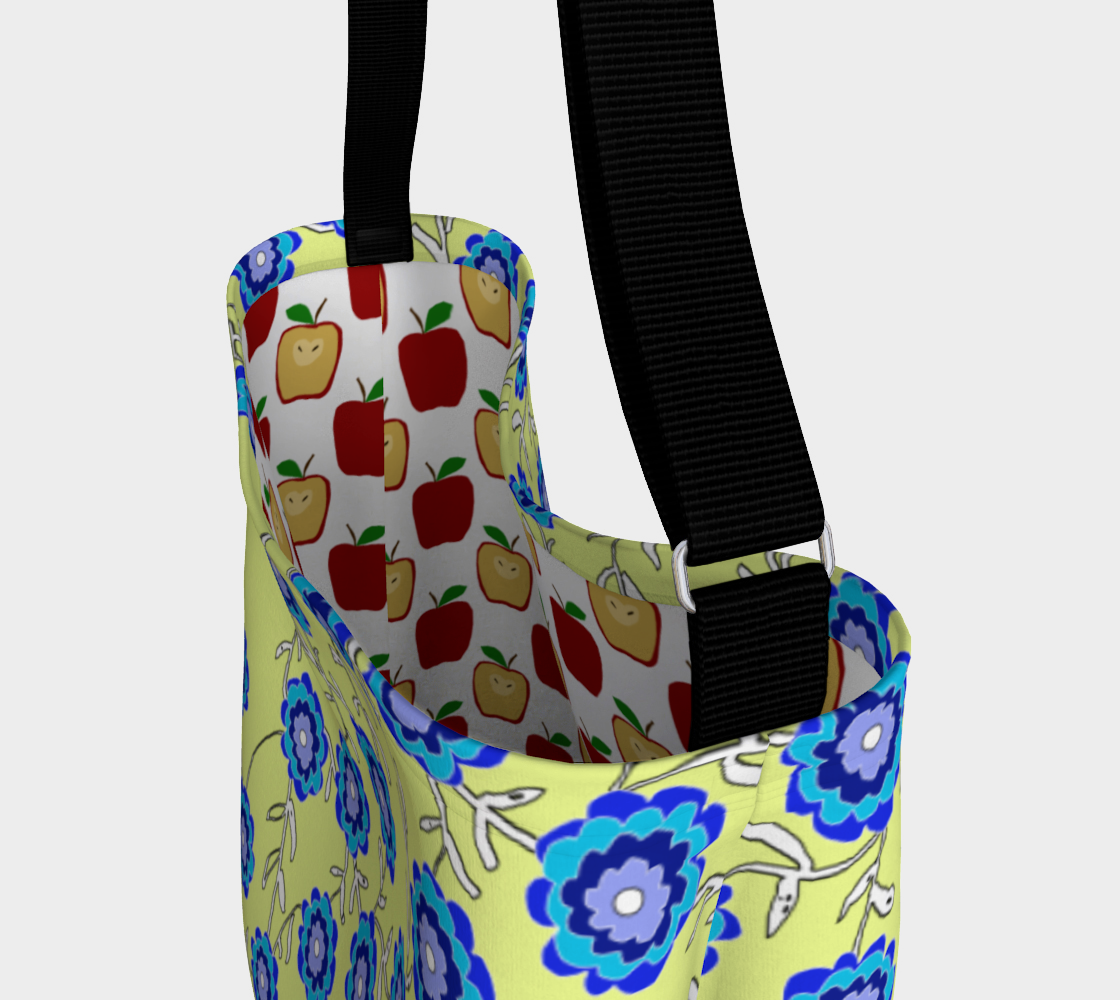 Blue Flowers On Yellow Day Tote