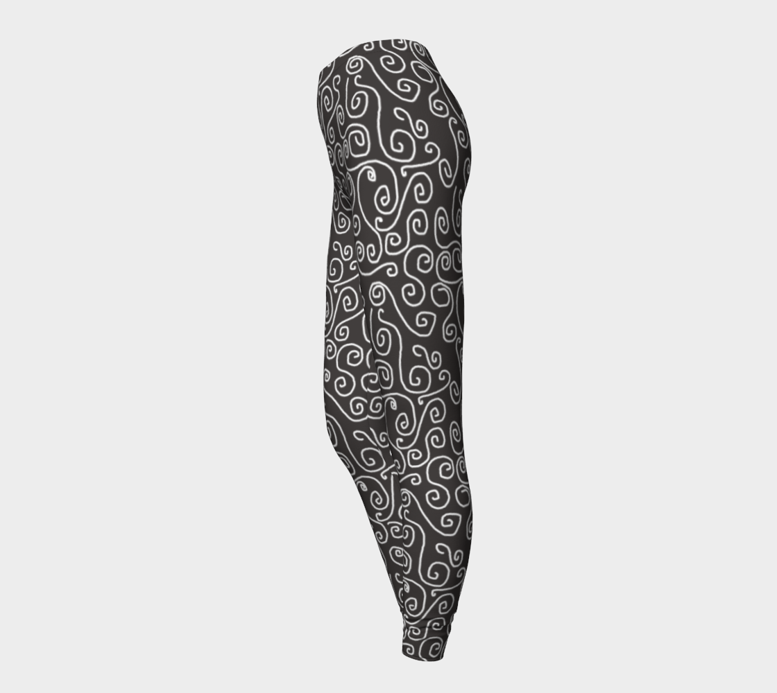 White Swirls On Gray Leggings
