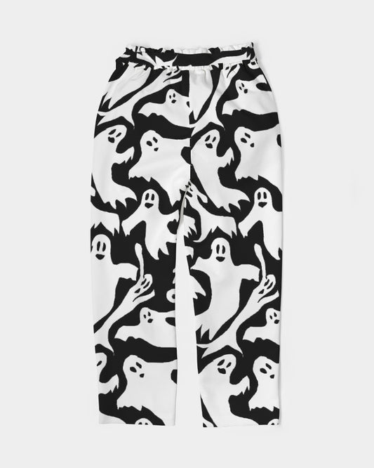 Ghosts Pattern Women's Belted Tapered Pants