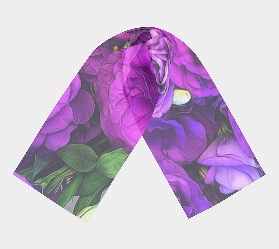 Purple Lisianthus Flowers Long Scarf