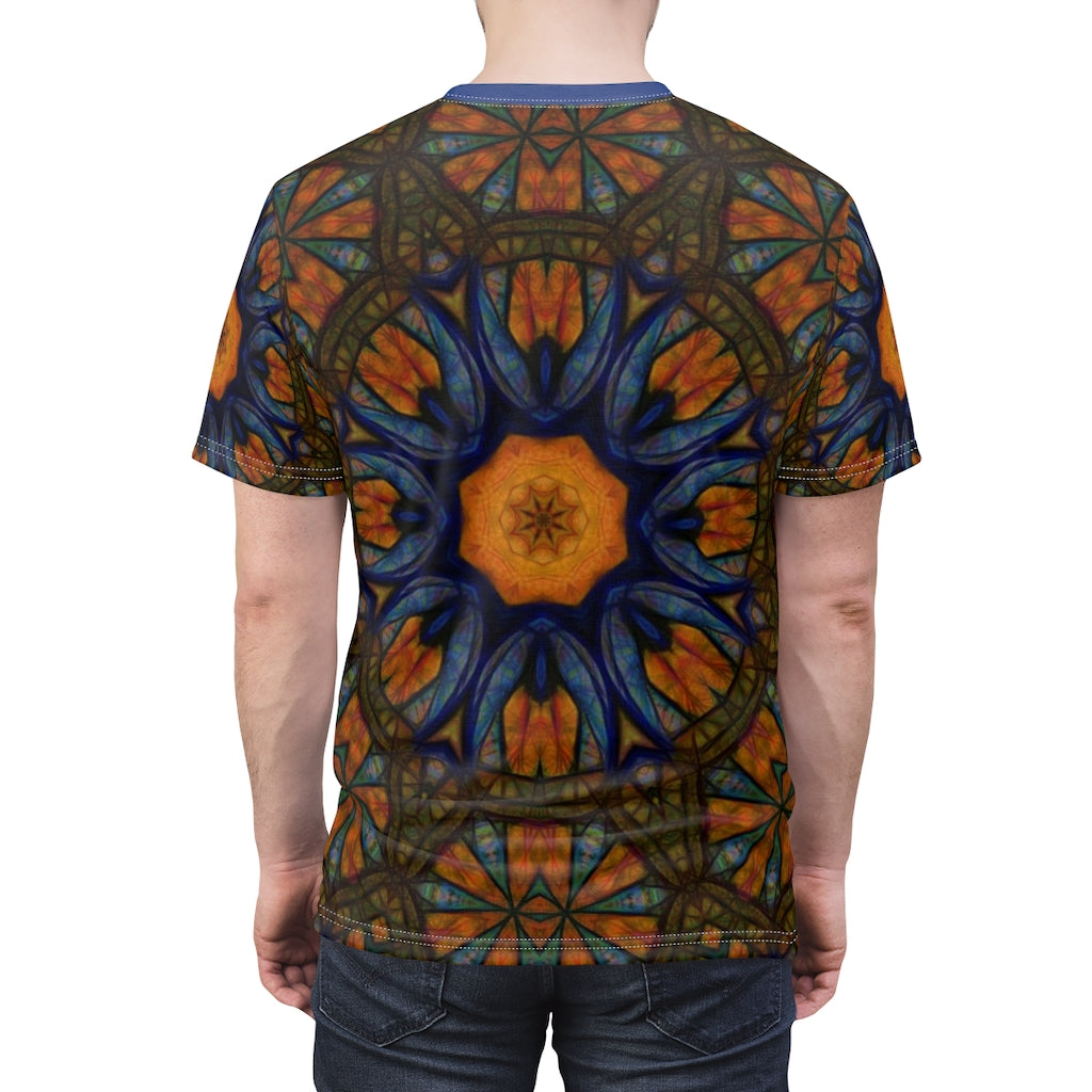 Blue Orange Sketchy Kaleidoscope Unisex AOP Cut & Sew Tee