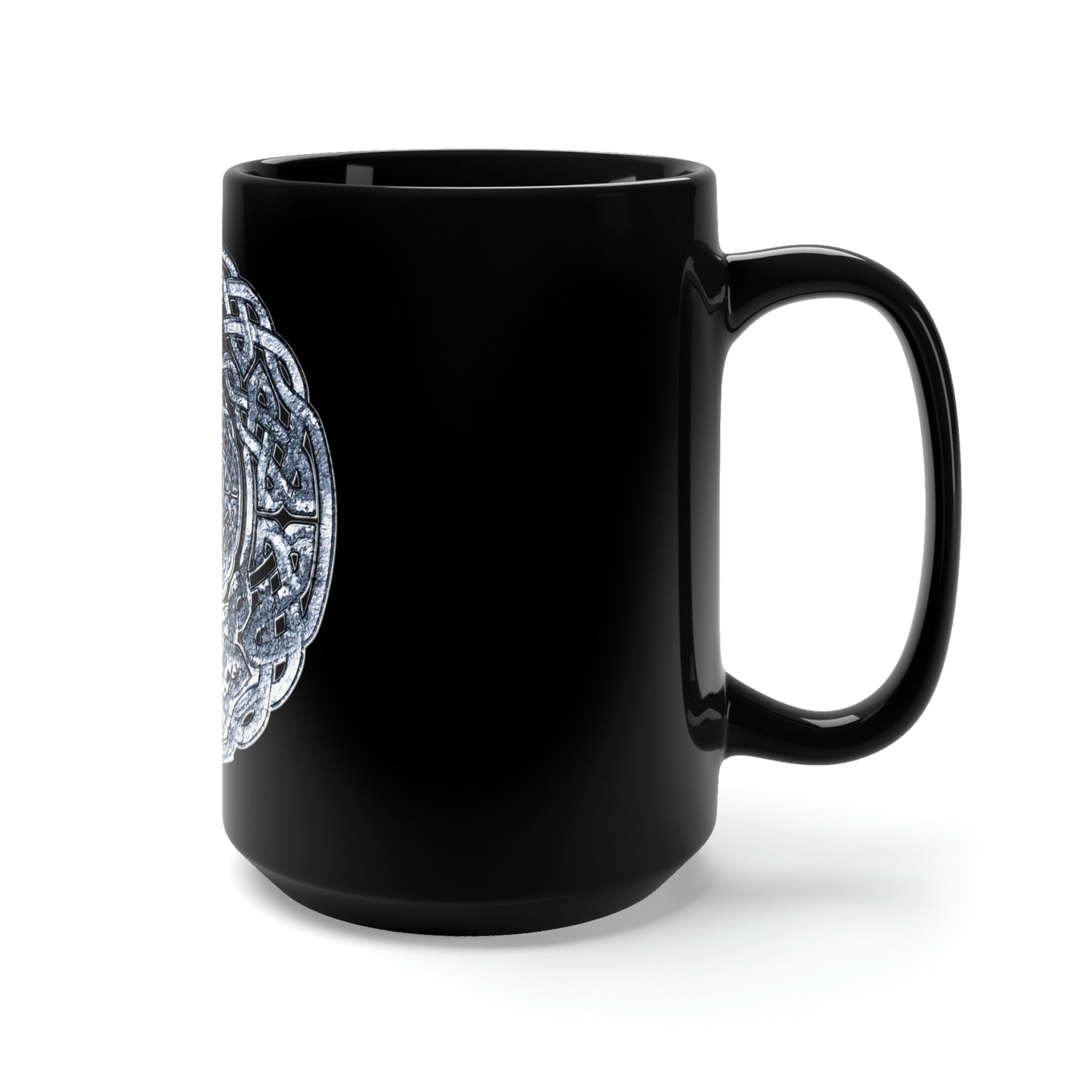 Silver Celtic Knot Circle Black Mug 15oz