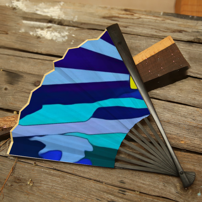 Sunset Lake Double-side Custom Spun Silk Fan Retro Hand-held Folding Fan