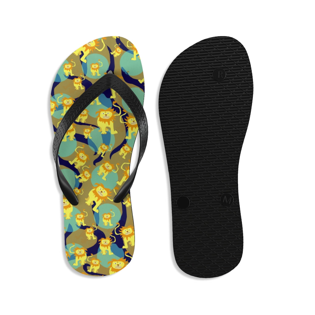 Lion Pattern Unisex Flip-Flops