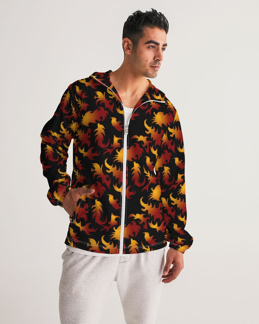 Abstract Flames Pattern Men's Windbreaker
