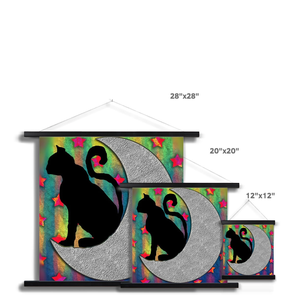 Cat On A Moon Fine Art Print with Hanger