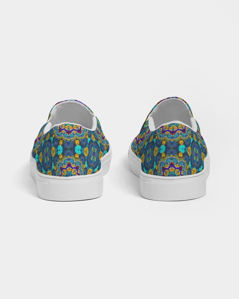 Blue Green Blur Kaleidoscope Women's Slip-On Canvas Shoe