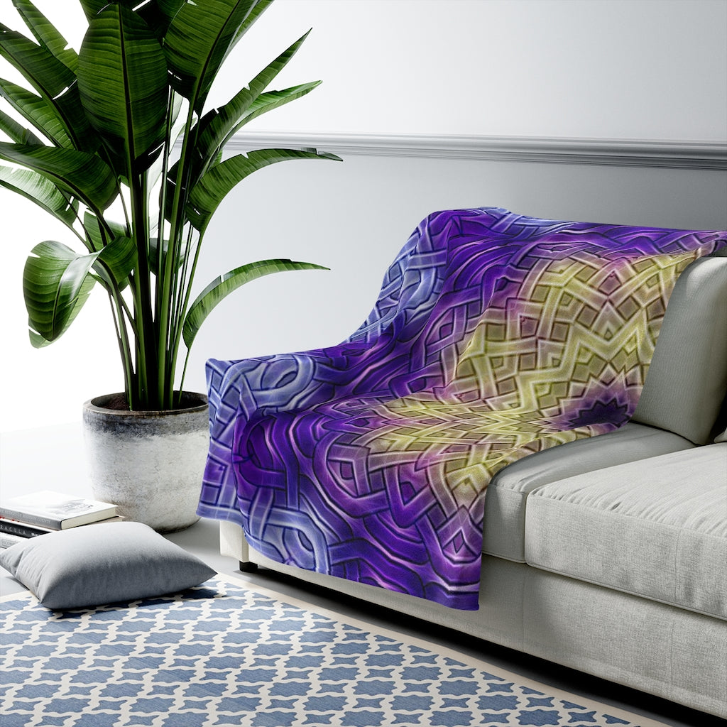 Purple Celtic Knot Kaleidoscope Velveteen Plush Blanket
