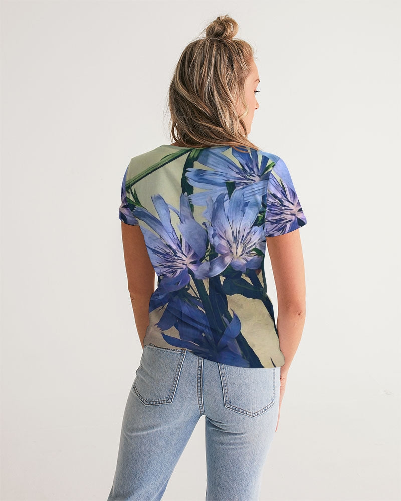 Blue Wildflowers Women's V-Neck Tee