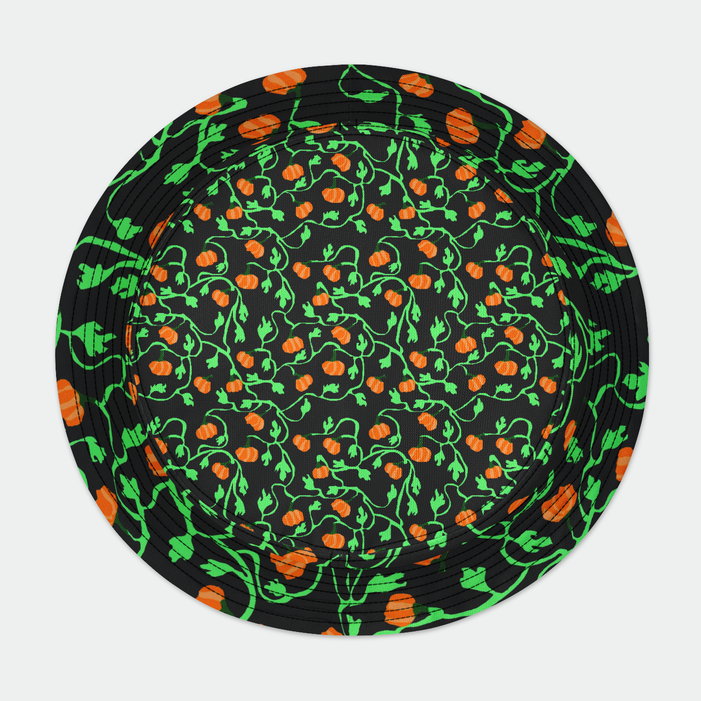 Pumpkin Vines On Black Bucket Hat