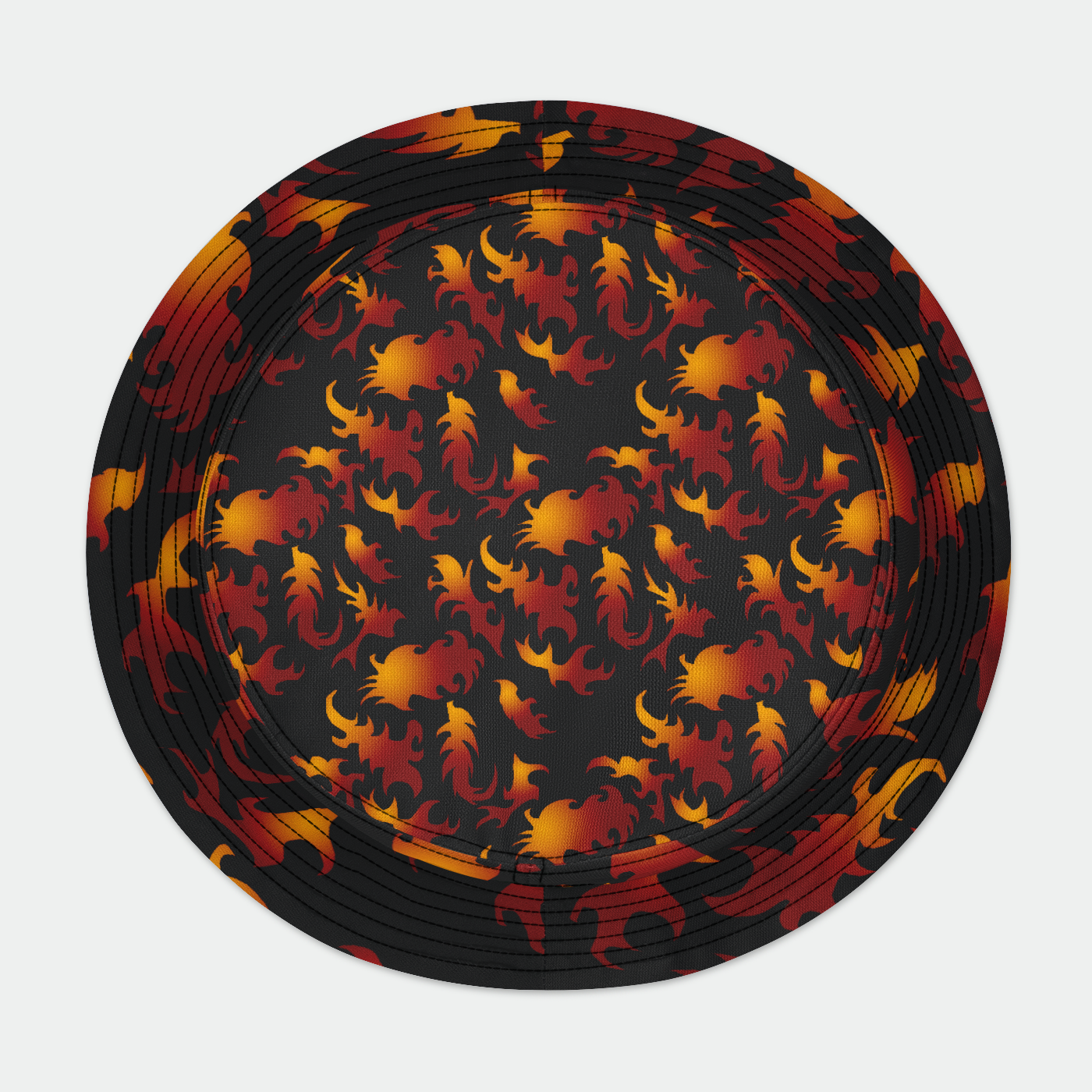 Abstract Flames Pattern Bucket Hat