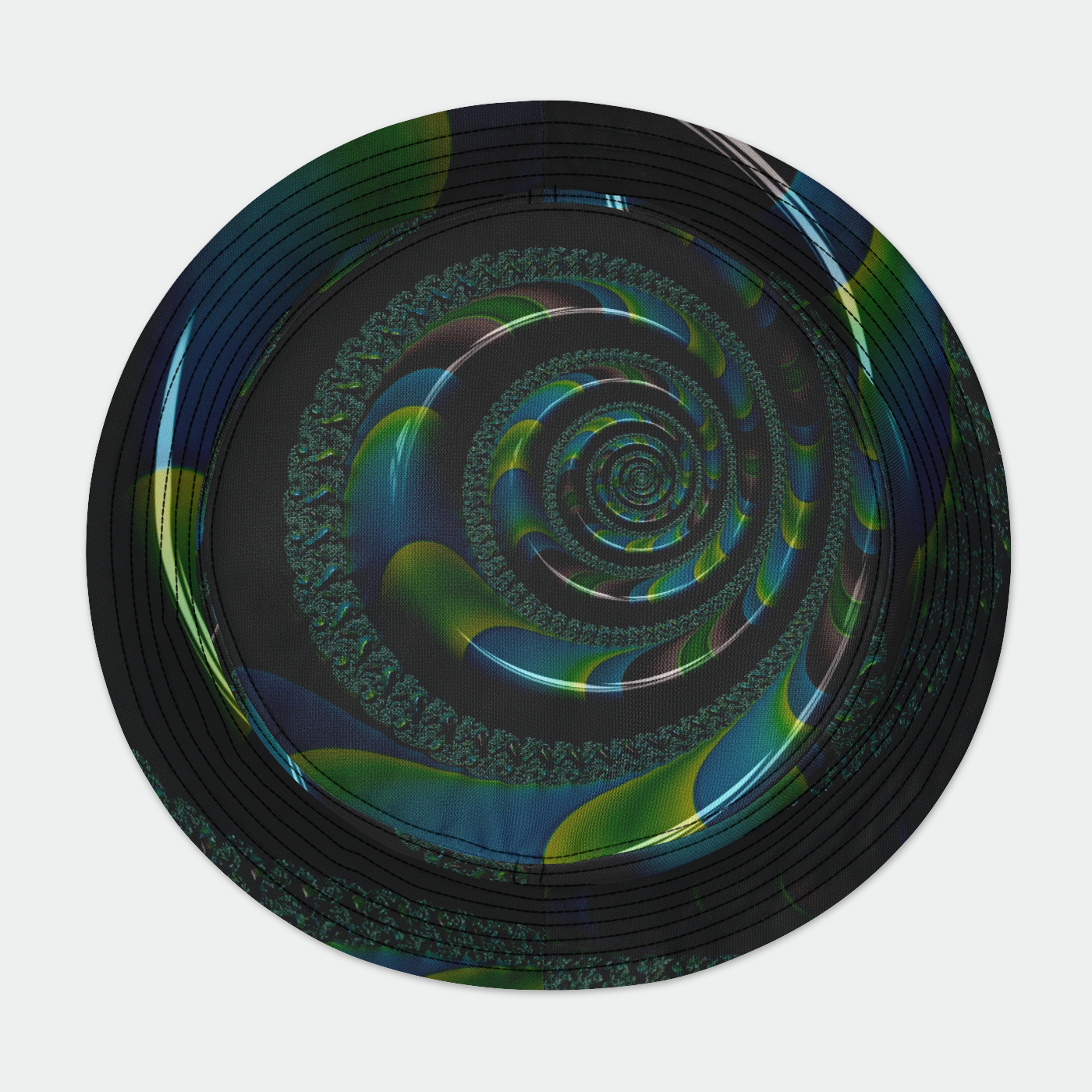 Shiny Blue Green Fractal Bucket Hat
