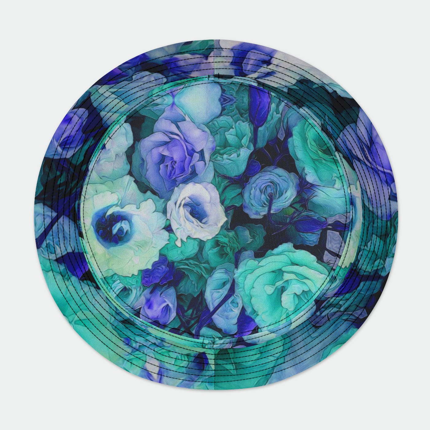Aqua Flower Kaleidoscope Bucket Hat