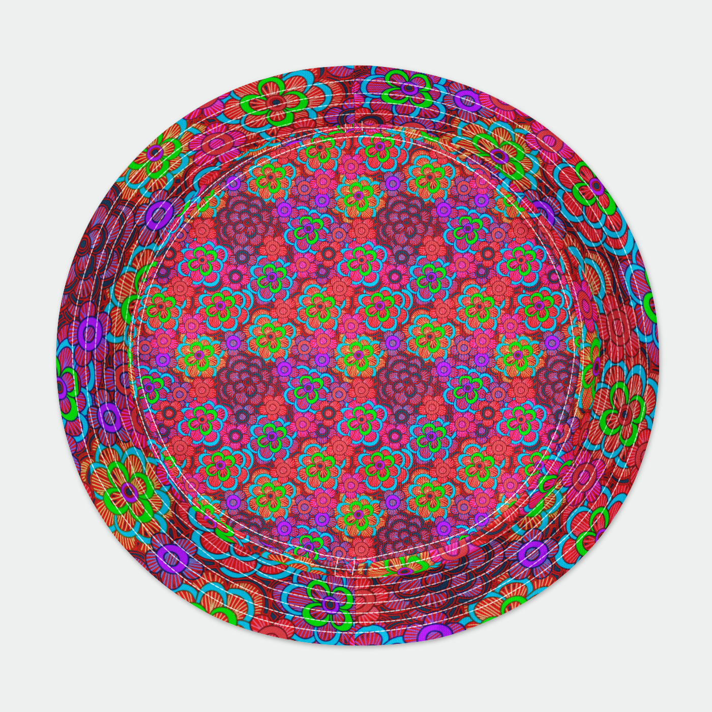 Pink Stripe Flower Pattern Bucket Hat