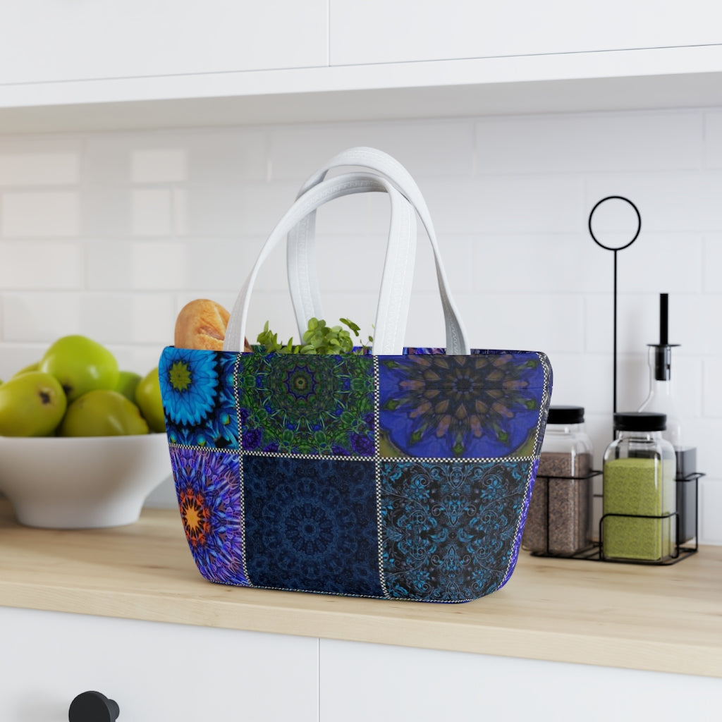 Blue Crazy Quilt Lunch Bag