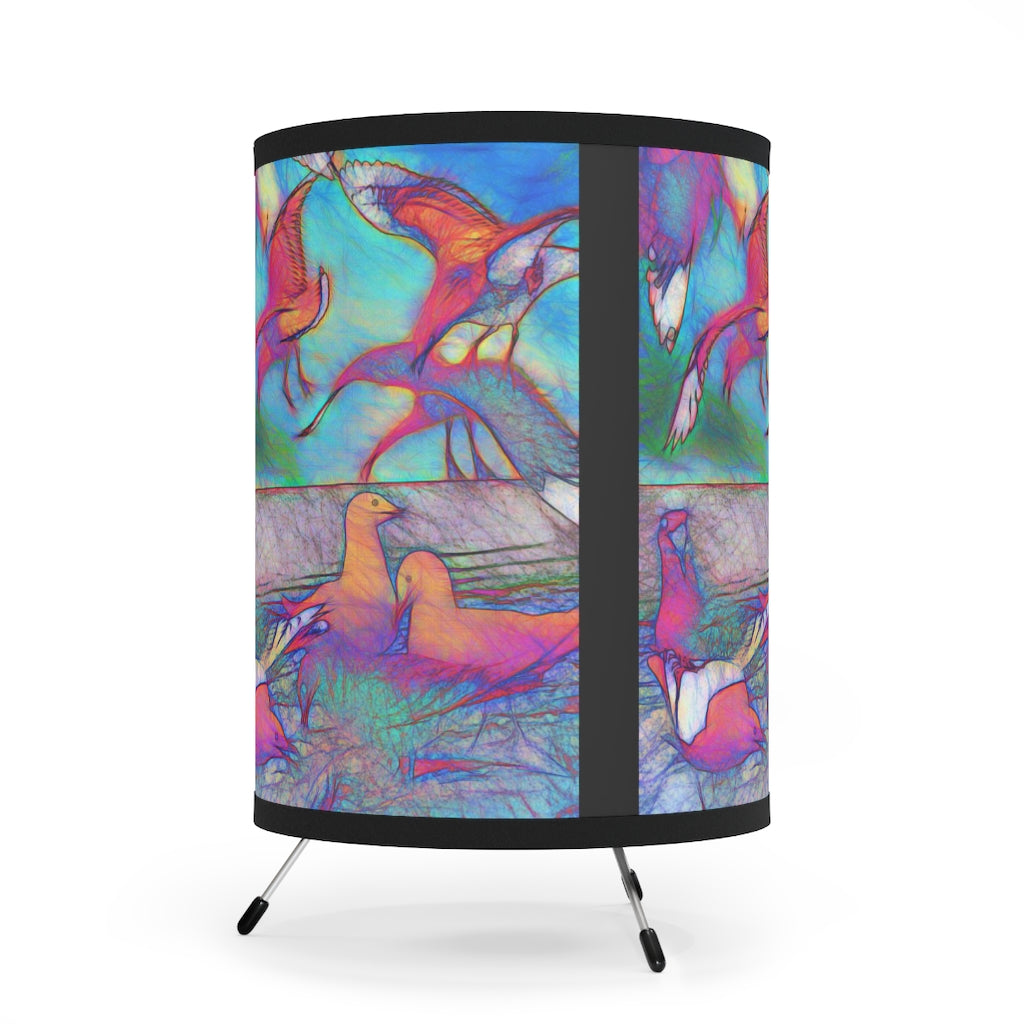 Seagulls Tripod Lamp with High-Res Printed Shade, US\CA plug