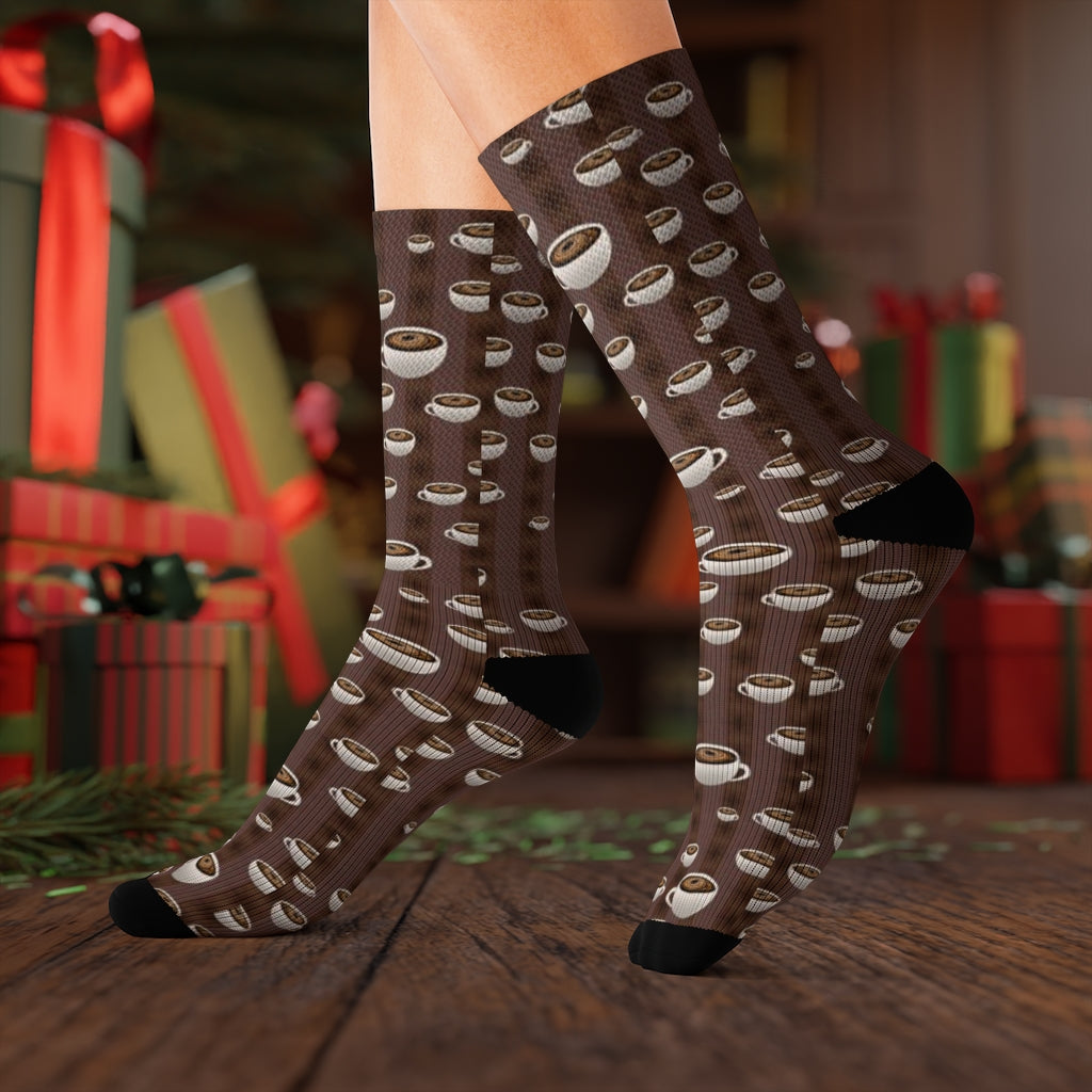 Coffee With Coffee Stripes Sublimation Socks