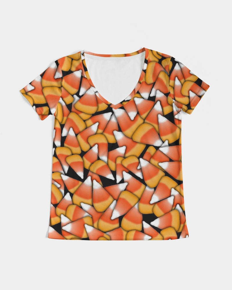 Candy Corn Pattern Women's V-Neck Tee