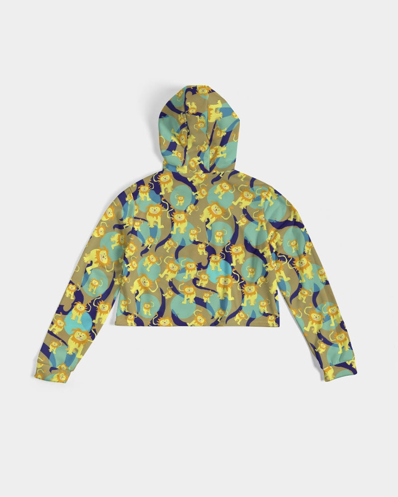 Lion Pattern Women's Cropped Hoodie