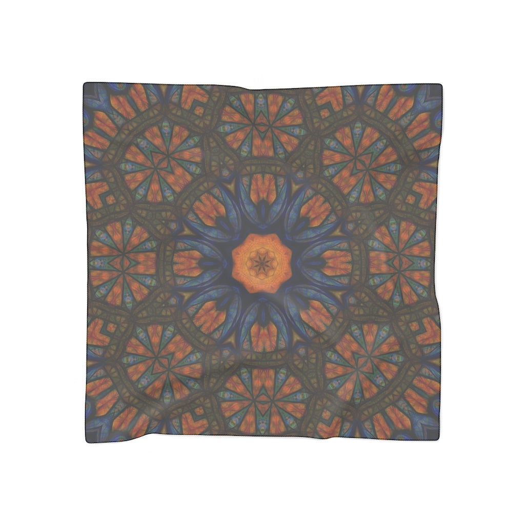 Blue Orange Sketchy Kaleidoscope Poly Scarf