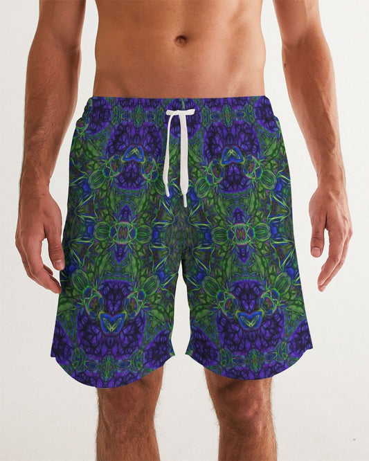 blue Green Ribbon Kaleidoscope Men's Swim Trunk