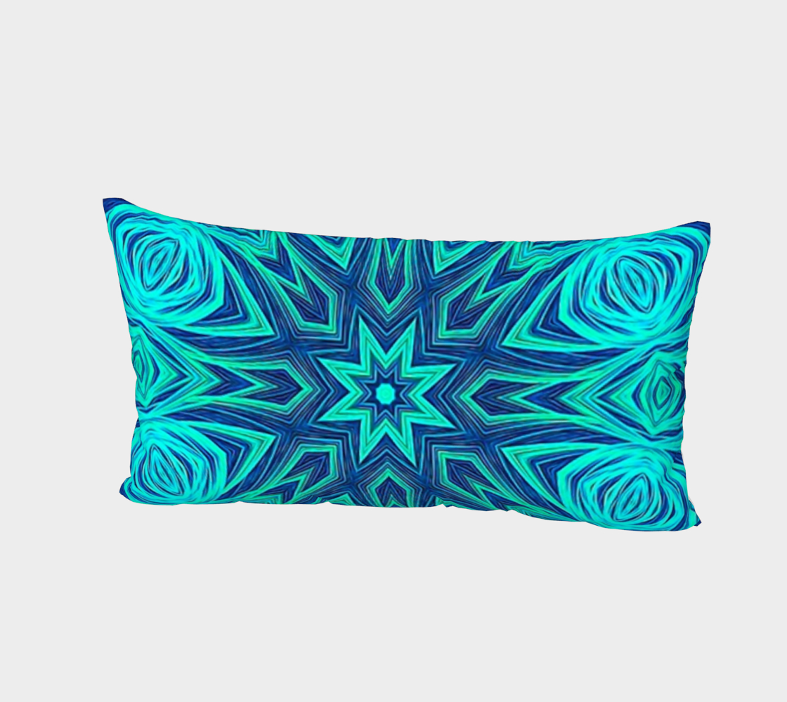 Blue Ice Fractal Kaleidoscope Bed Pillow Sham