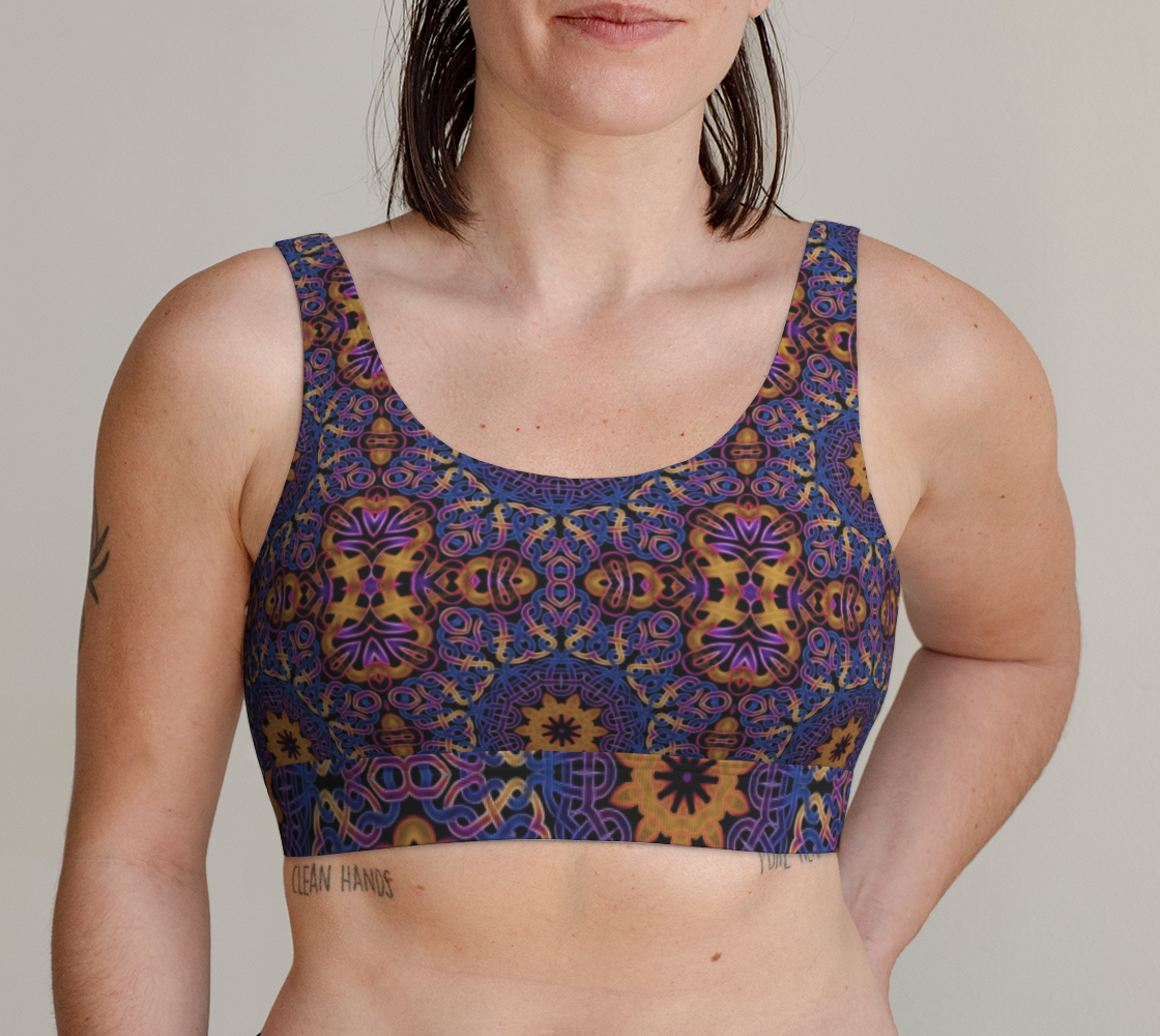 Blue Gold Celtic Kaleidoscope Scoop Bralette
