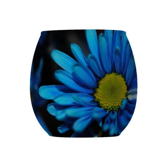 Blue Daisy Glass Tealight Holder