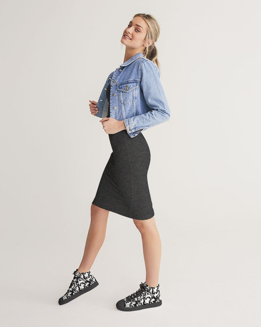 Ghosts Pattern Women's Hightop Canvas Shoe - Black