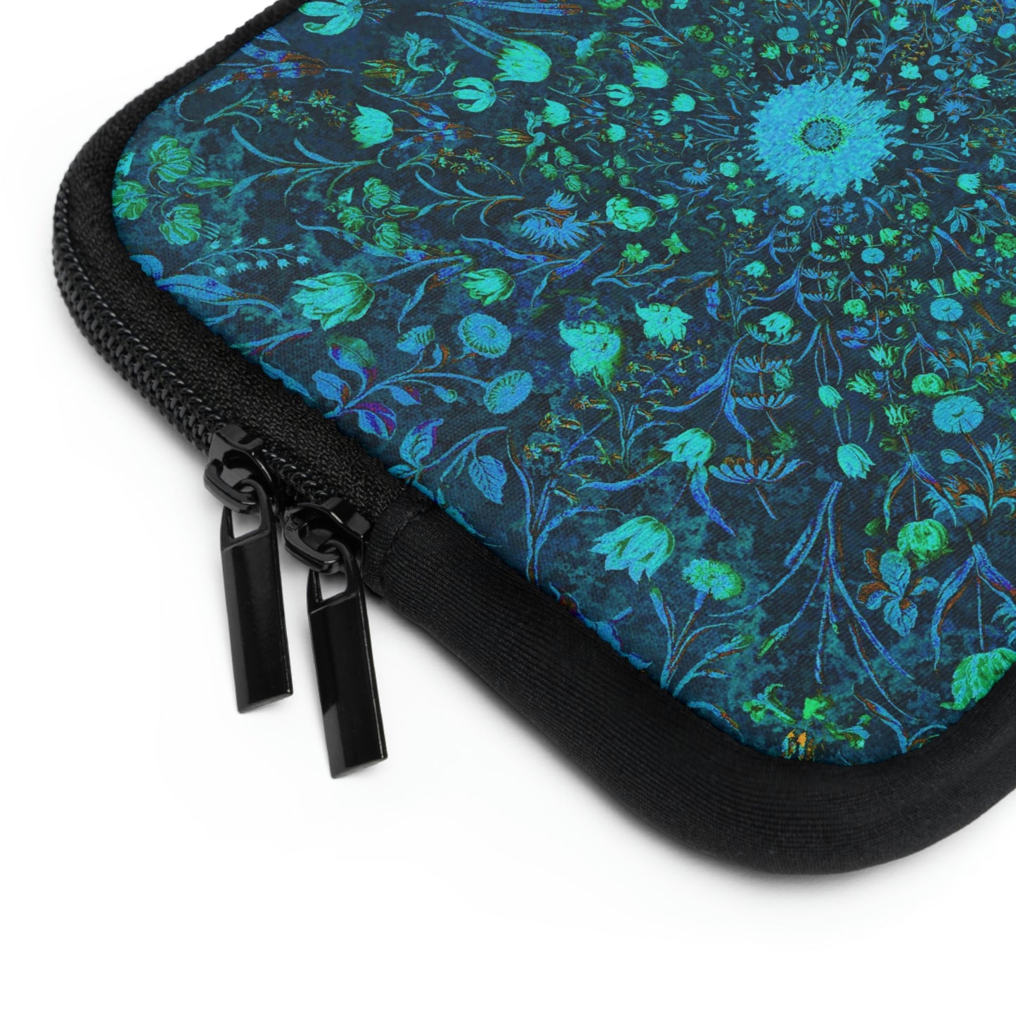 Blue Green Medieval Flowers Laptop Sleeve