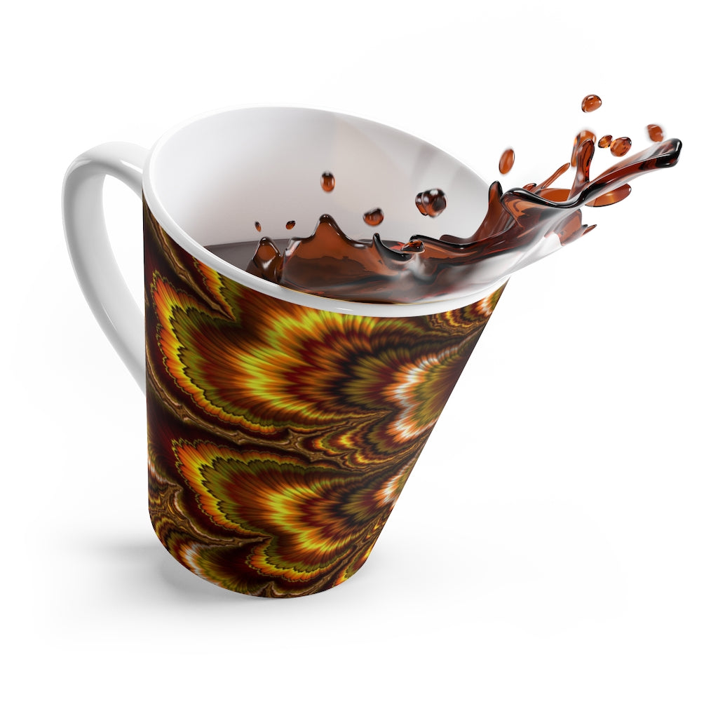 Turkey Feather Fractal Latte Mug