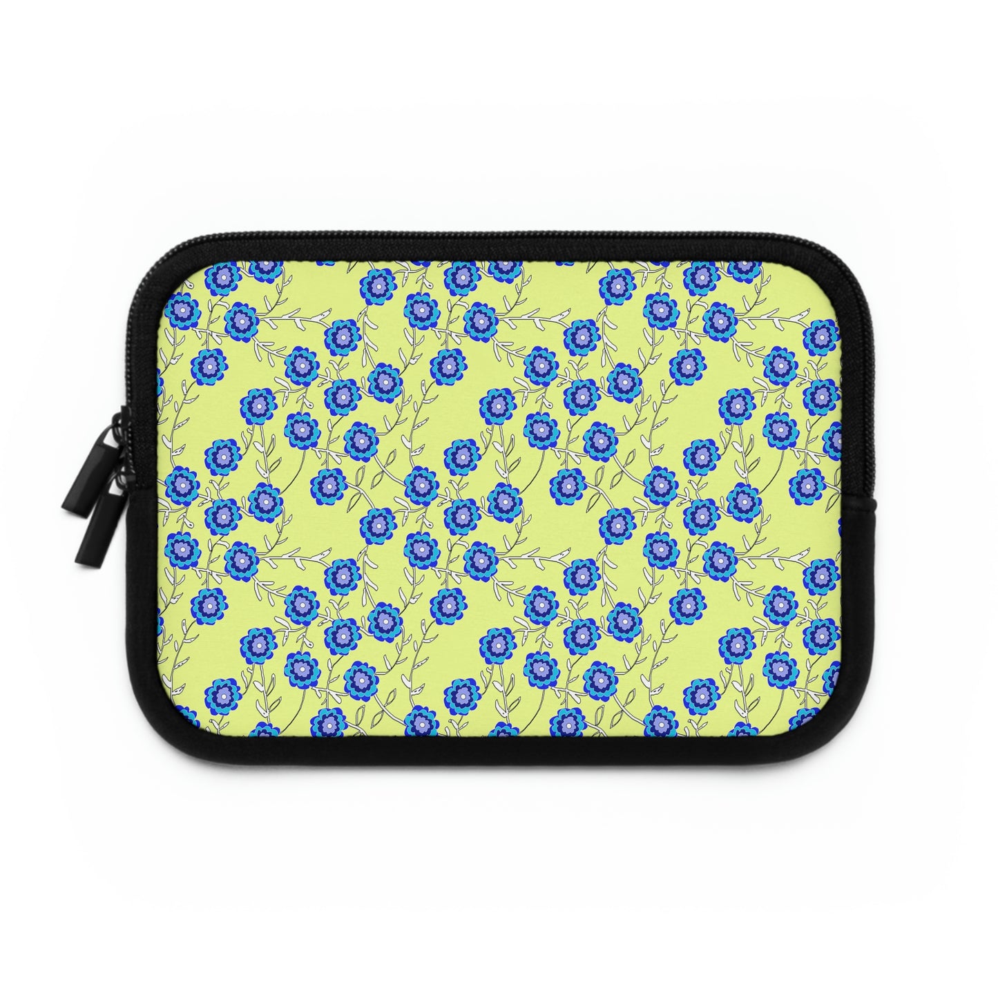 Blue Flowers On Yellow Laptop Sleeve